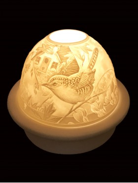 Porcelain Bird Candle Dome Light w/Candle Plate